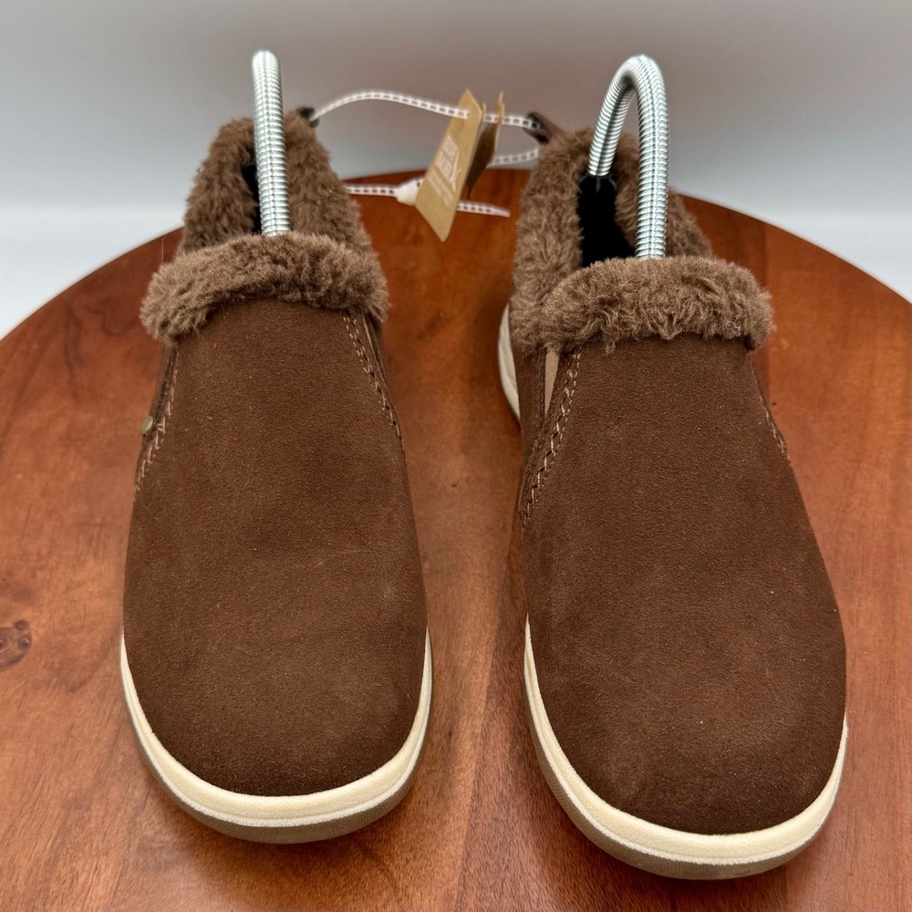 Eddie Bauer Laurel Brown Suede Faux Fur Lined Slip On Shoes 319059 Womens 9M‎
